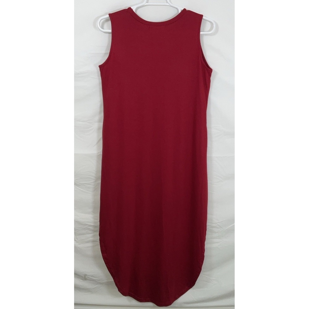 NWT Women's Anrabess Sleeveless Maxi T-Shirt Dress Loose Fit - Burgundy - Large - Picture 4 of 6